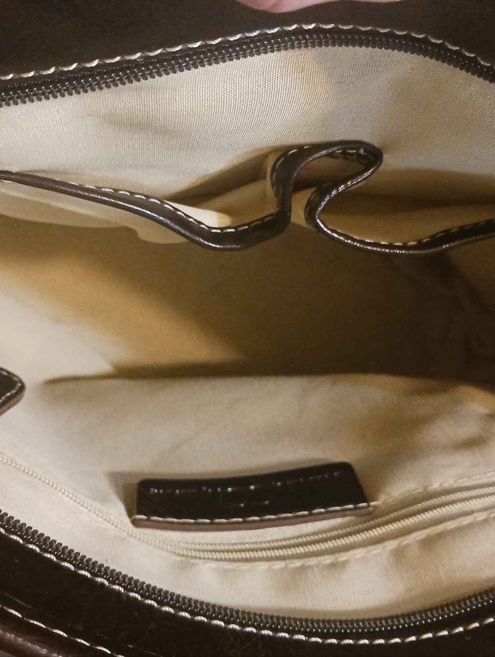 Nine & Co. Dark Brown Women's Tote Bag with Contrast Stitching - Picture 8 of 10